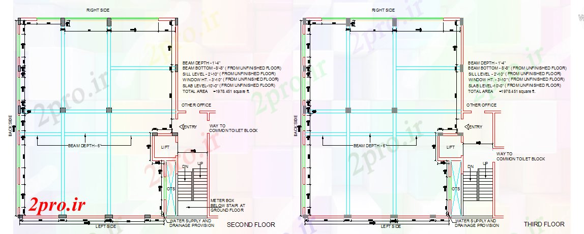 دانلود نقشه جزئیات پایه دیوار طراحی و طرحی بندی طبقه (کد56021)