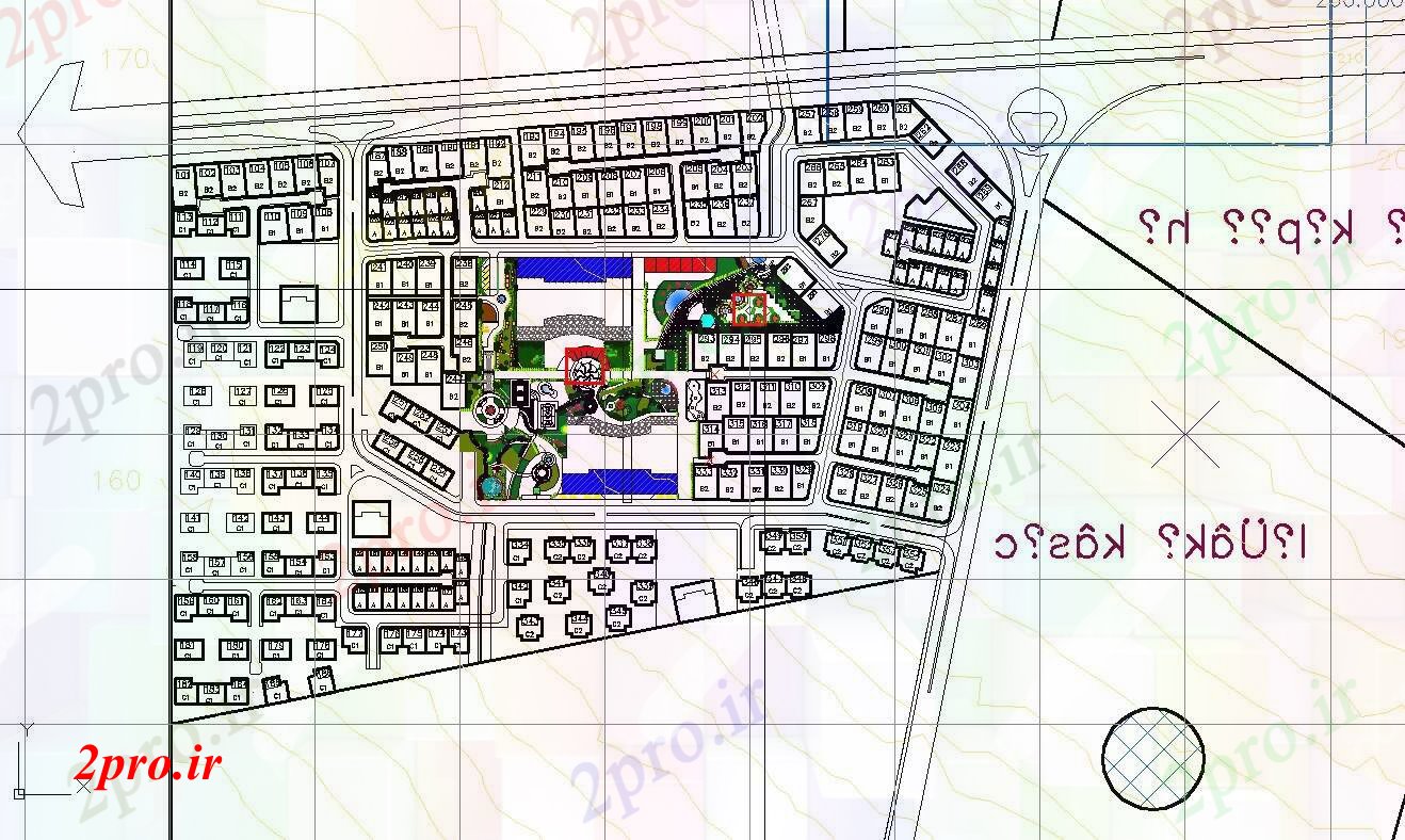 دانلود نقشه برنامه ریزی شهری برنامه ریزی جامعه با محوطه سازی طراحی (کد56028)