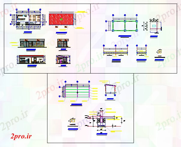 دانلود نقشه هتل - رستوران - اقامتگاه طراحی پروژه کافه تریا 4 در 10 متر (کد56029)