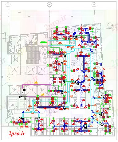 دانلود نقشه ساختمان اداری - تجاری - صنعتی نقشه اداره 27 در 31 متر (کد56055)