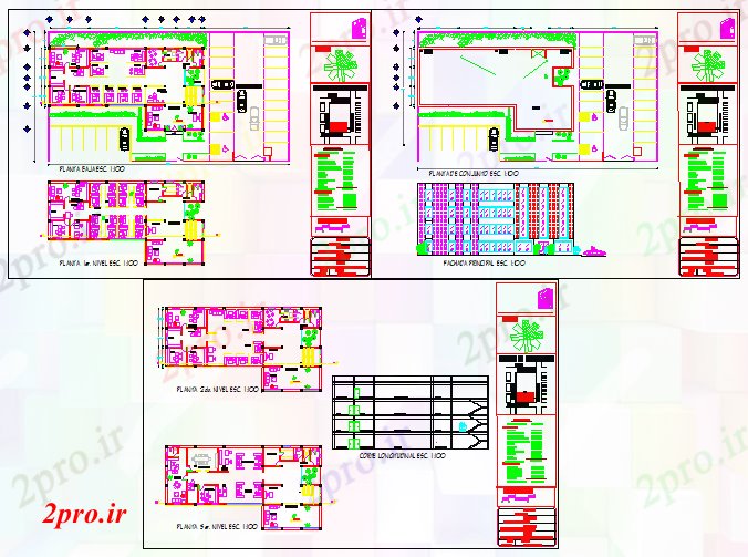 دانلود نقشه ساختمان اداری - تجاری - صنعتی دفتر طراحی طرح 18 در 33 متر (کد56059)