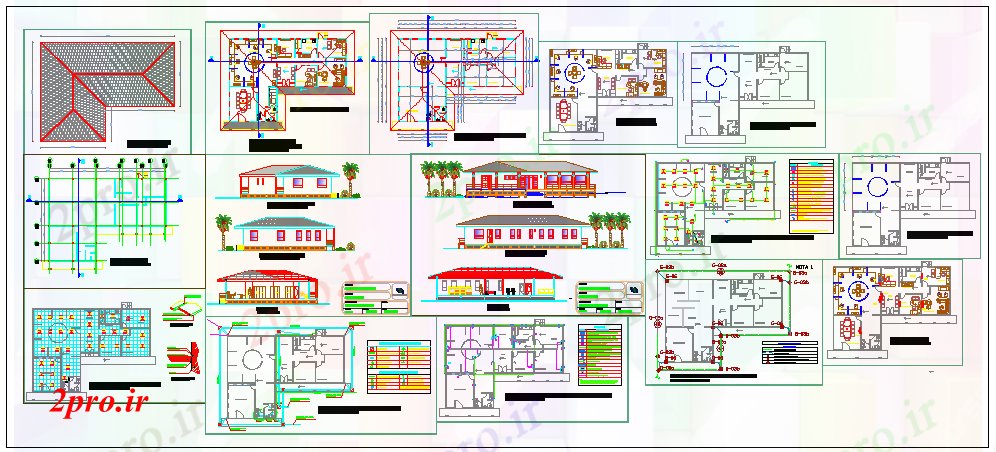دانلود نقشه ساختمان اداری - تجاری - صنعتی کمپینگ دفتر طراحی 14 در 20 متر (کد56070)