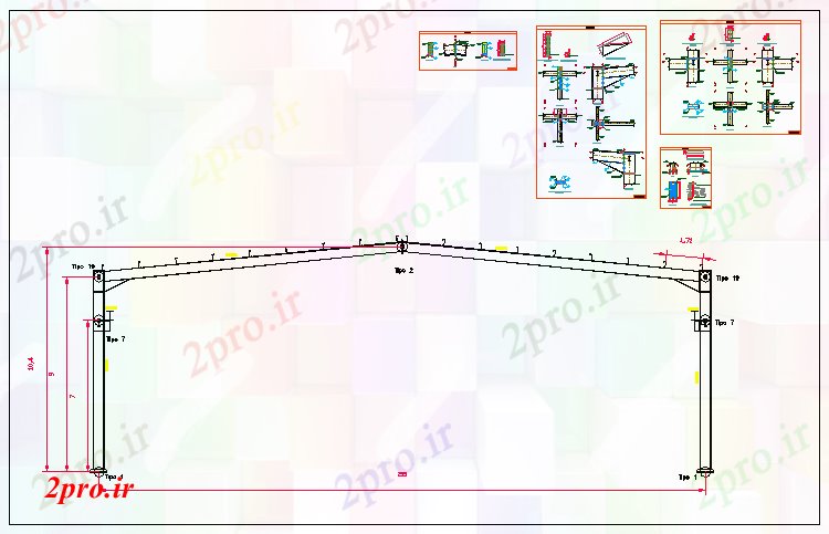 دانلود نقشه کارخانه صنعتی  ، کارگاه ساختمان صنعتی  طراحی دروازه (کد56075)