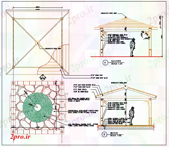 دانلود نقشه پلان مقطعی کلاه فرنگی DETAILS (کد56093)