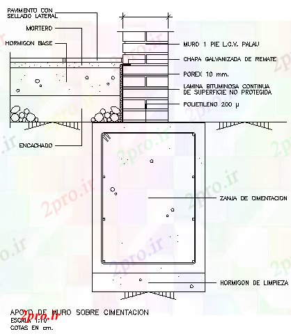 دانلود نقشه پلان مقطعی دیوار در بنیاد حمایت از (کد56139)