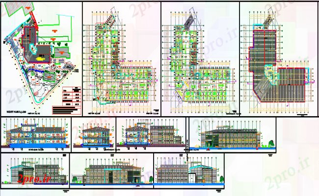 دانلود نقشه بیمارستان - درمانگاه - کلینیک بیمارستان طراحی طرح 52 در 52 متر (کد56171)