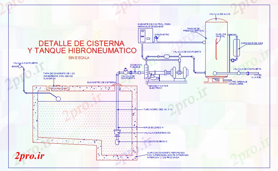 دانلود نقشه ماشین الات کارخانه طراحی مخزن آب (کد56174)