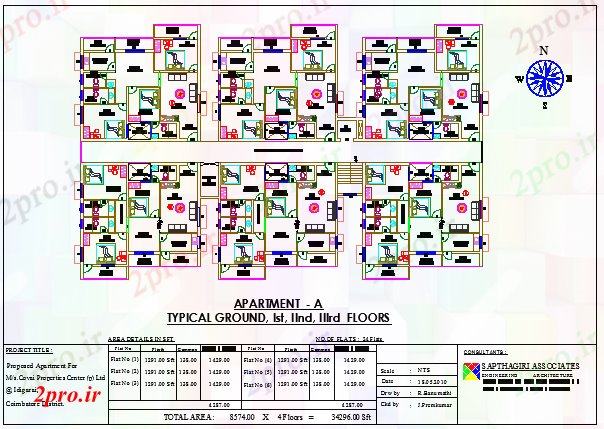 دانلود نقشه مسکونی  ، ویلایی ، آپارتمان  BHK طراحی آپارتمان   (کد56178)