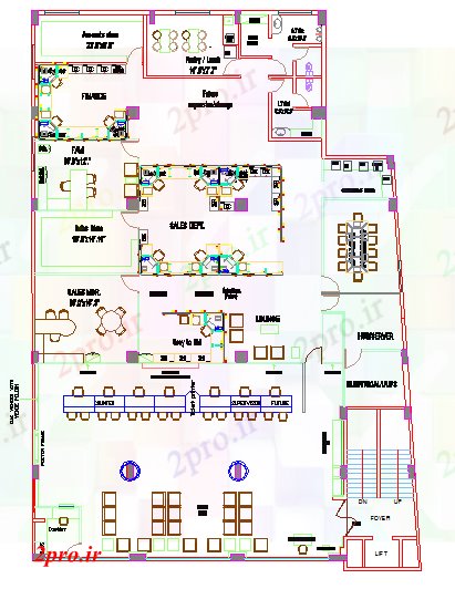 دانلود نقشه ساختمان دولتی ، سازمانی اداره دولتی طبقه دراز کردن 20 در 29 متر (کد56202)