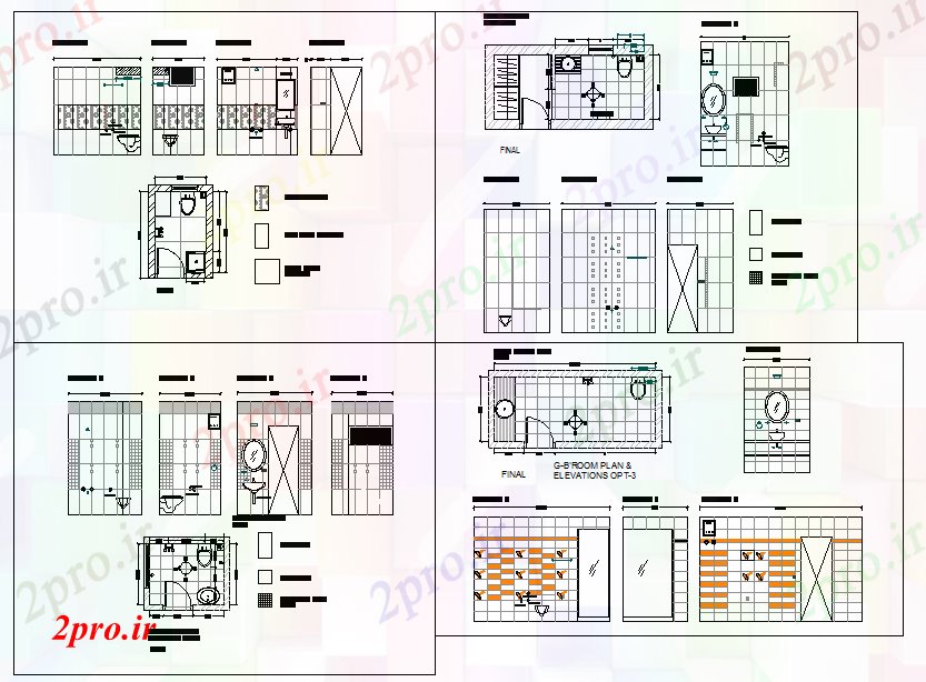 دانلود نقشه بلوک حمام و توالتتوالت و حمام جزئیات (کد56203)