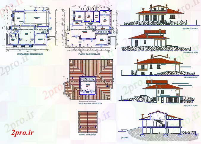دانلود نقشه خانه های کوچک ، نگهبانی ، سازمانی - طرحی معماری طراحی ویلایی 14 در 17 متر (کد56219)