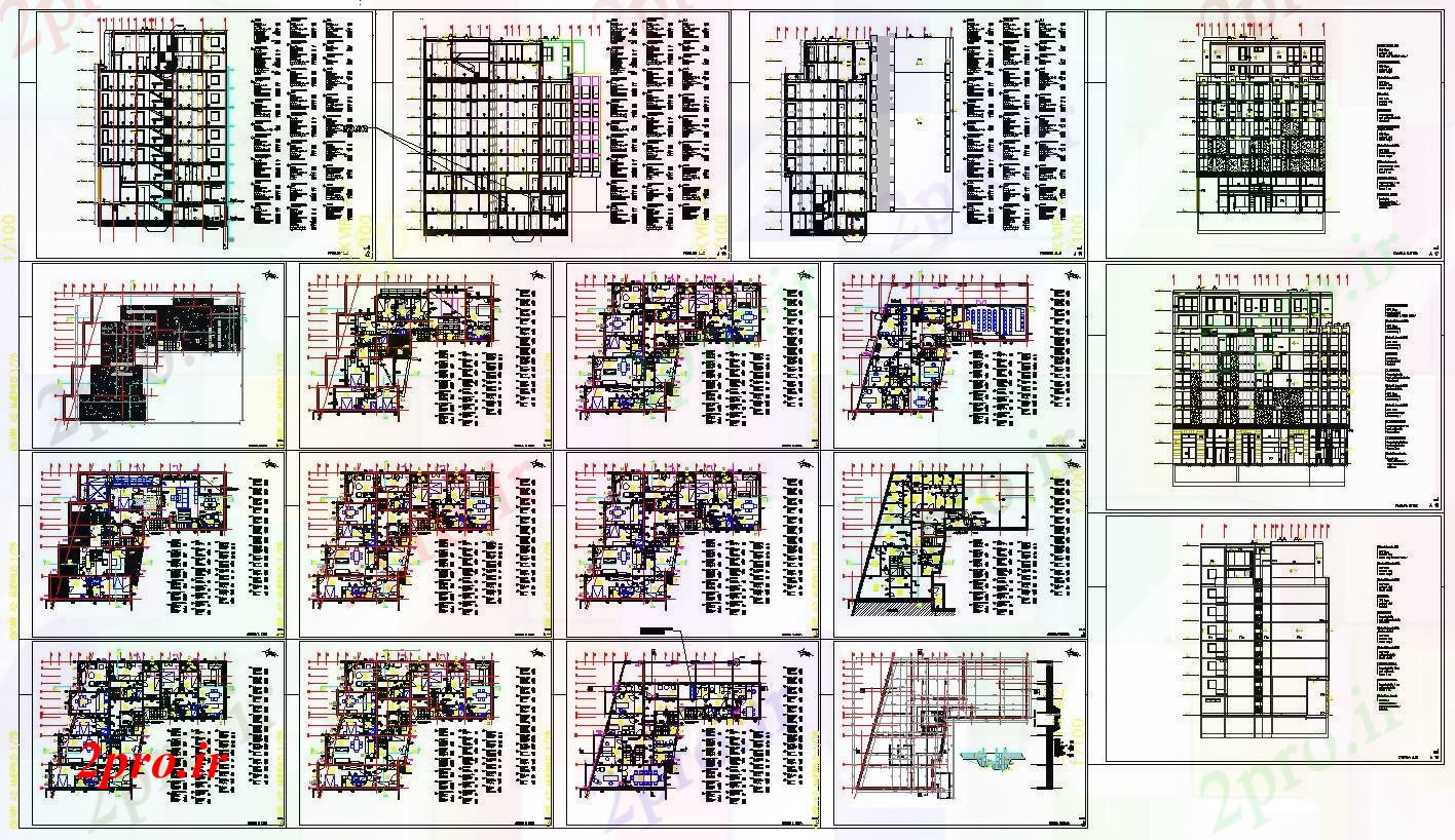 دانلود نقشه مسکونی  ، ویلایی ، آپارتمان  بلند طراحی معماری آپارتمان   (کد56224)