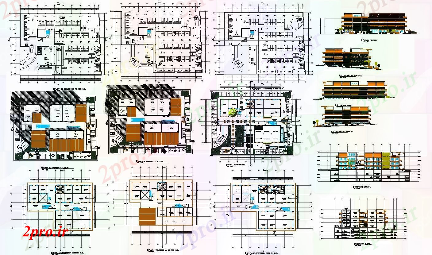 دانلود نقشه هایپر مارکت - مرکز خرید - فروشگاه پروژه بزرگ خرید تجاری بازار ساختمان 40 در 57 متر (کد56226)