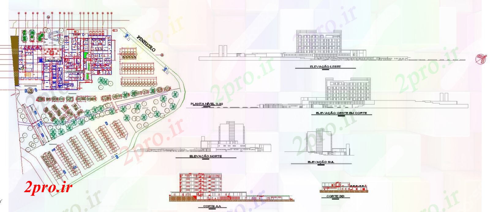 دانلود نقشه بیمارستان - درمانگاه - کلینیک طرحی پروژه های معماری طرحی بیمارستان 60 در 96 متر (کد56227)