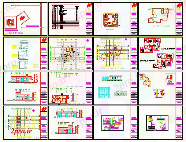 دانلود نقشه خانه های کوچک ، نگهبانی ، سازمانی - Bunglow طراحی پروژه طراحی معماری بر اساس 36 در 49 متر (کد56293)