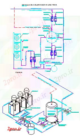 دانلود نقشه ماشین الات کارخانه بخاری گازی طراحی جزئیات شماتیک (کد56295)