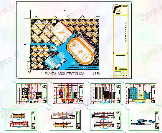 دانلود نقشه ورزشگاه ، سالن ورزش ، باشگاه ورزش معماری طراحی مرکز 80 در 112 متر (کد56296)
