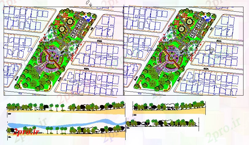 دانلود نقشه باغ طراحی باغ  شهری (کد56323)