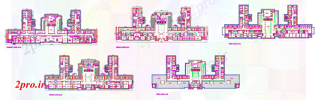 دانلود نقشه بیمارستان - درمانگاه - کلینیک بیمارستان دولتی پروژه دراز کردن جزئیات 53 در 150 متر (کد56324)