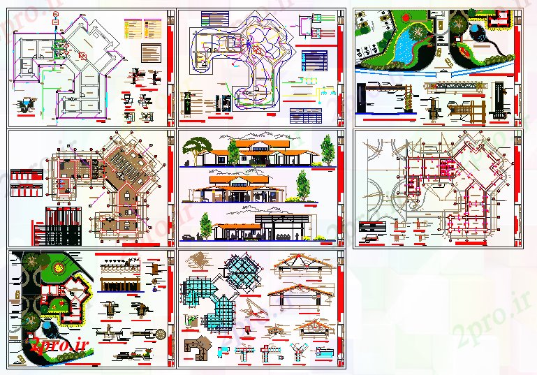 دانلود نقشه جزئیات معماری تفریحی منطقه اداری (کد56353)
