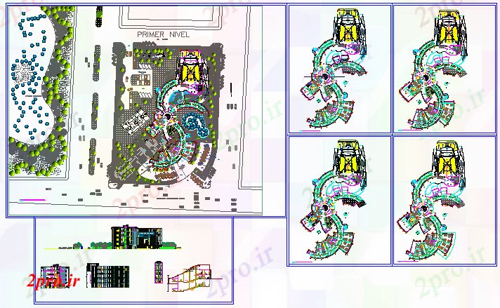 دانلود نقشه هایپر مارکت - مرکز خرید - فروشگاه مرکز خرید معماری - مرکز طراحی 62 در 191 متر (کد56362)