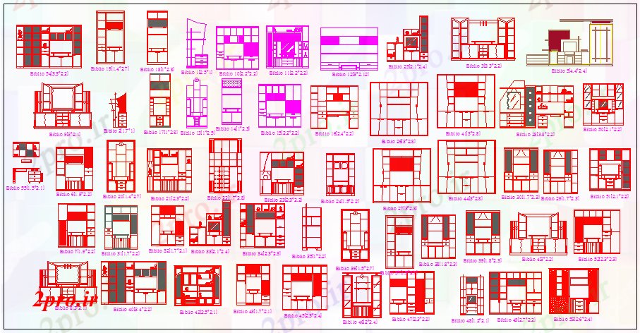 دانلود نقشه بلوک مبلمان انواع مختلف wadrobe طرحی از بلوک طراحی (کد56374)