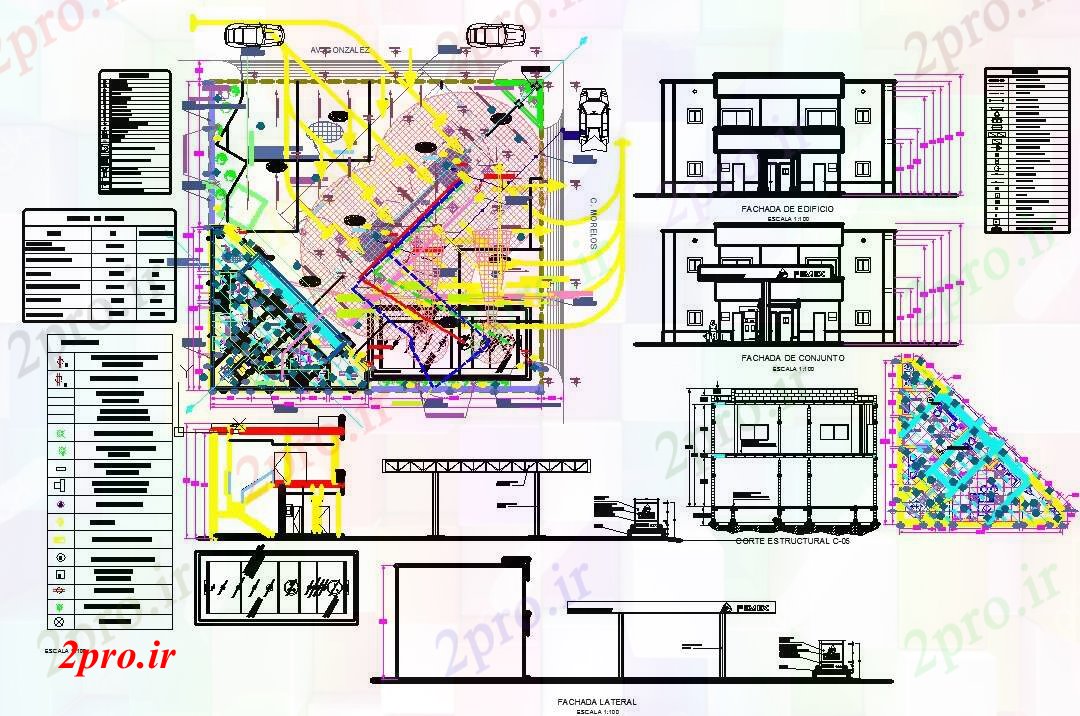 دانلود نقشه ساختمان اداری - تجاری - صنعتی تجاری جزئیات معماری ساختمان و طرح (کد56392)