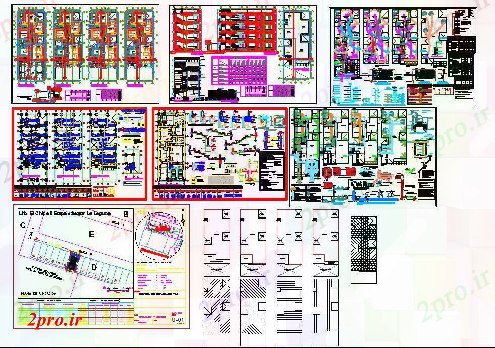 دانلود نقشه ساختمان اداری - تجاری - صنعتی نقشه های تکمیل مجموعه ای از ساخت و ساز ساختمان 8 در 20 متر (کد56404)