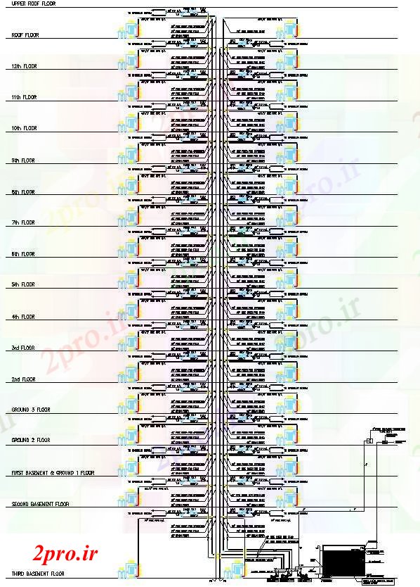 دانلود نقشه جزئیات ساختار آتش نشانی جزئیات طرحی سیستم (کد56458)