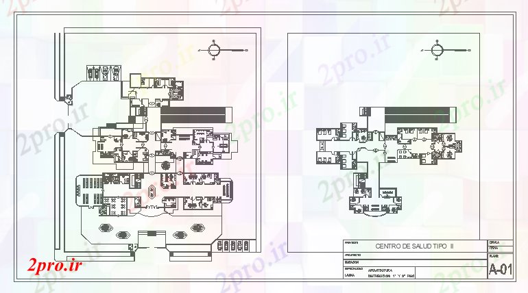 دانلود نقشه بیمارستان - درمانگاه - کلینیک نمونه درمانگاه مرکز بهداشت دراز کردن جزئیات طرح 54 در 59 متر (کد56466)