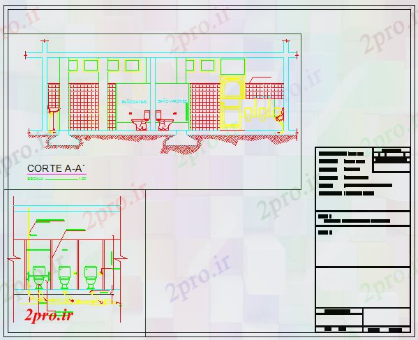 دانلود نقشه بلوک حمام ساخت و ساز بهداشتی طراحی جزئیات (کد56480)