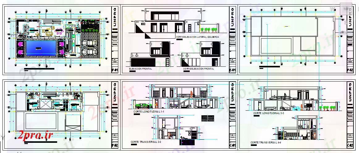 دانلود نقشه خانه های کوچک ، نگهبانی ، سازمانی - جزئیات خانه های ویلایی با طراحی نما 11 در 22 متر (کد56486)