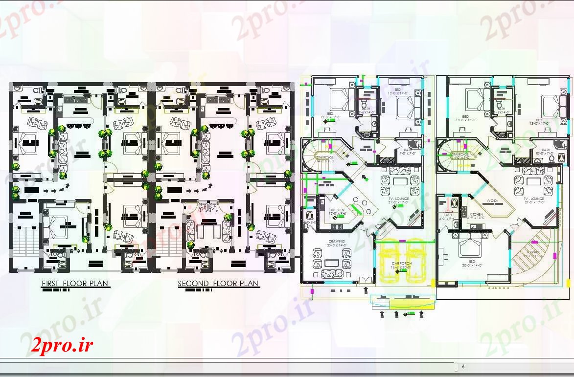 دانلود نقشه خانه های کوچک ، نگهبانی ، سازمانی - خانه فضای داخلی ¬های در طرحی طبقه 10 در 16 متر (کد56493)