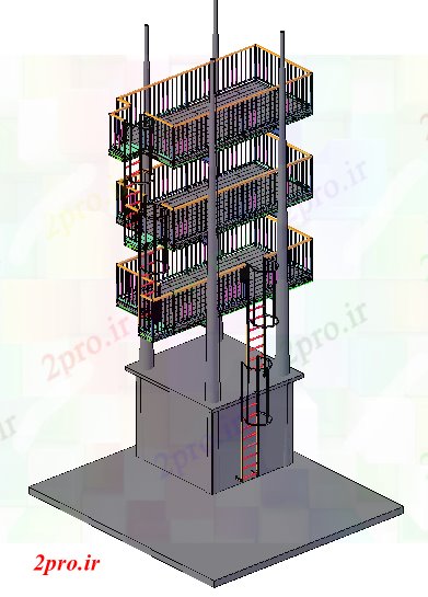 دانلود نقشه  ساختمان دولتی ، سازمانی طراحی تریدی برج برای آتش نشانان (کد56498)