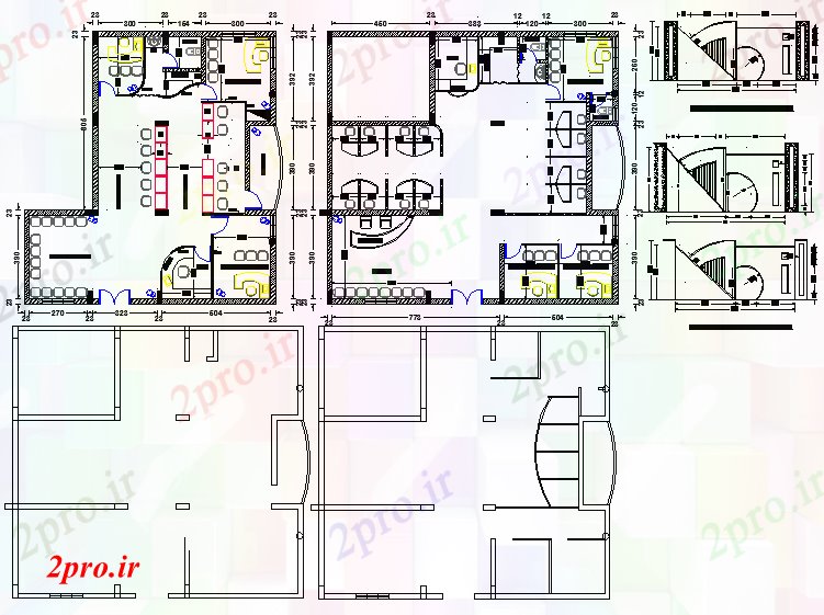 دانلود نقشه ساختمان اداری - تجاری - صنعتی دفتر شرکت معماری دراز کردن طراحی 13 در 13 متر (کد56529)