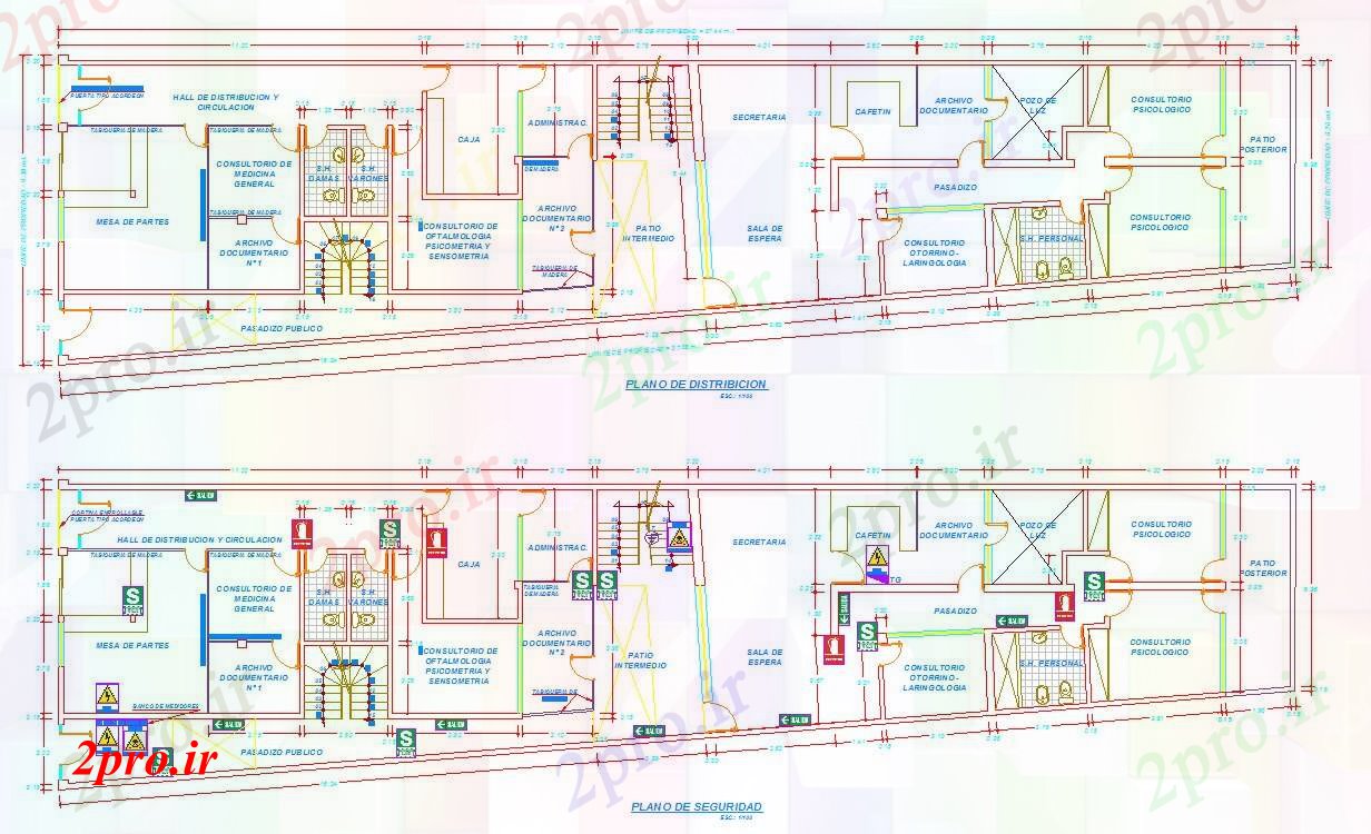 دانلود نقشه بیمارستان - درمانگاه - کلینیک جزئیات مرکز کلینیک کوچک برای دراز کردن 9 در 37 متر (کد56549)