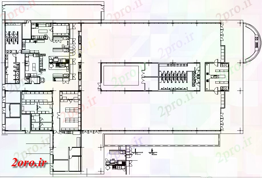 دانلود نقشه باشگاه طراحی معماری از باشگاه خانه 38 در 55 متر (کد56562)