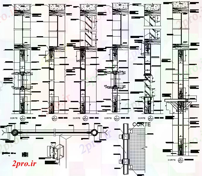 دانلود نقشه جزئیات طراحی در و پنجره  درب قاب چوبی برای جزئیات بخش (کد56582)