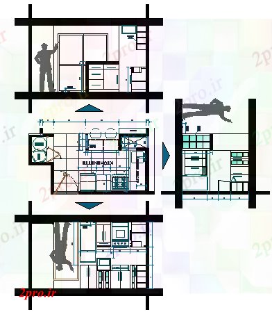 دانلود نقشه آشپزخانه طراحی داخلی طراحی جزئیات آشپزخانه (کد56612)