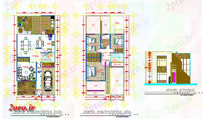 دانلود نقشه مسکونی ، ویلایی ، آپارتمان خانه مسکونی طراحی 8 در 17 متر (کد56614)