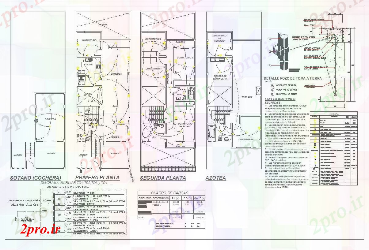 دانلود نقشه معماری جزئیات برق خانه در  اتوکد (کد56620)