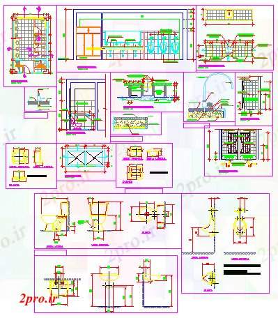 دانلود نقشه حمام مستر حمام و جزئیات WC طراحی (کد56632)