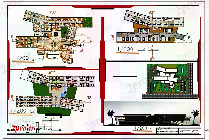 دانلود نقشه بیمارستان - درمانگاه - کلینیک طراحی معماری اورژانس بیمارستان طراحی 21 در 43 متر (کد56646)
