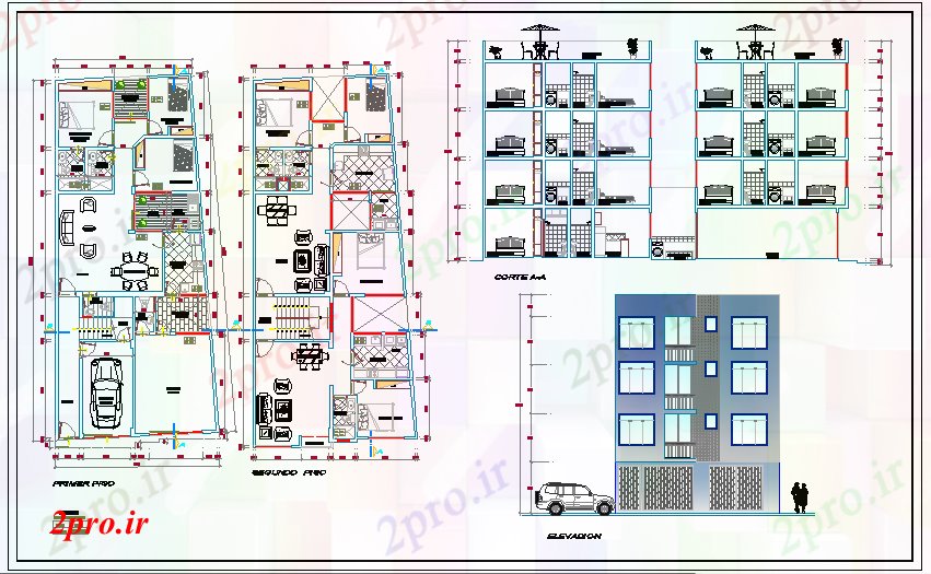 دانلود نقشه مسکونی  ، ویلایی ، آپارتمان  آپارتمان مسکونی پروژه (کد56652)