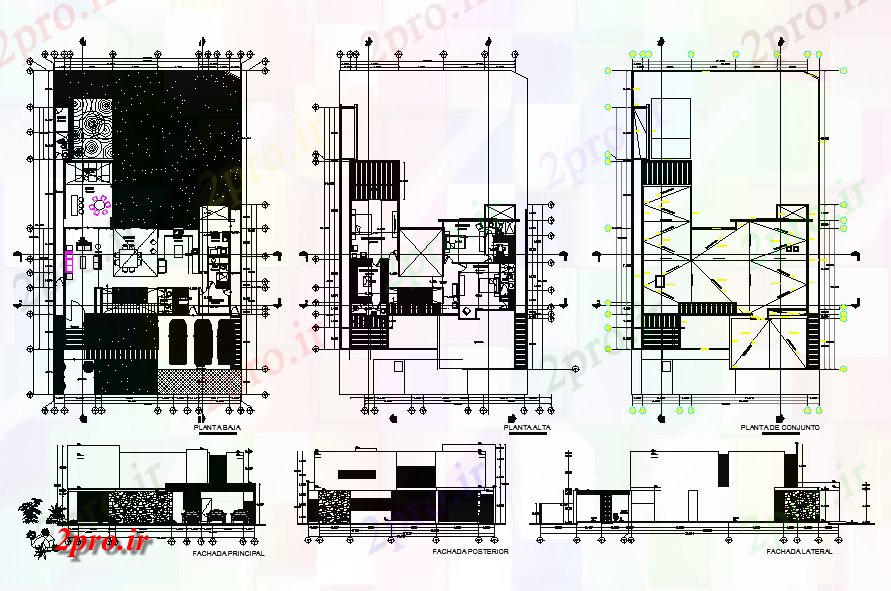 دانلود نقشه خانه مسکونی ، ویلامدرن طراحی ویلا معماری اتوکد 19 در 33 متر (کد56669)