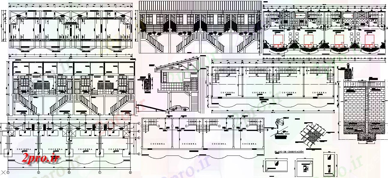 دانلود نقشه  جزئیات آسانسور و    پله و بخش (کد56699)