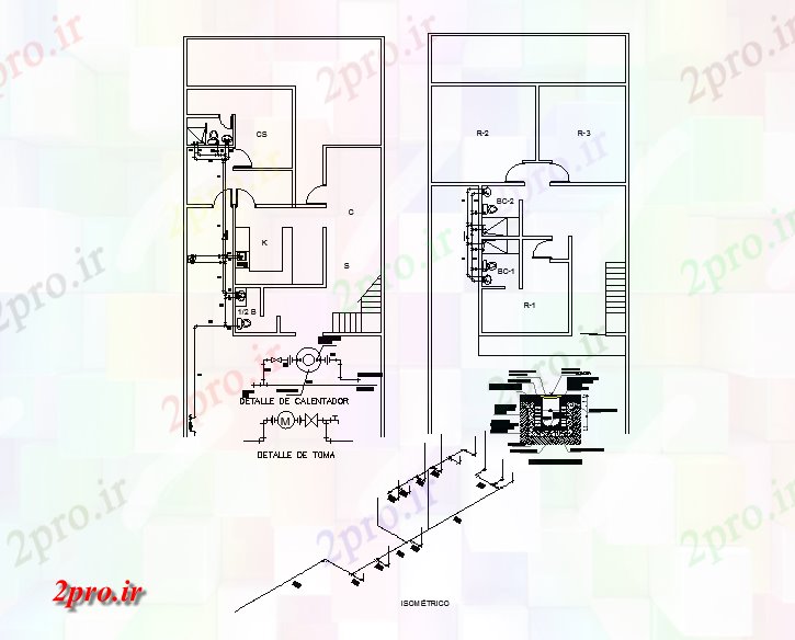 دانلود نقشه جزئیات لوله کشی خانه اتاق ¬های  در جزئیات لوله کشی (کد56733)