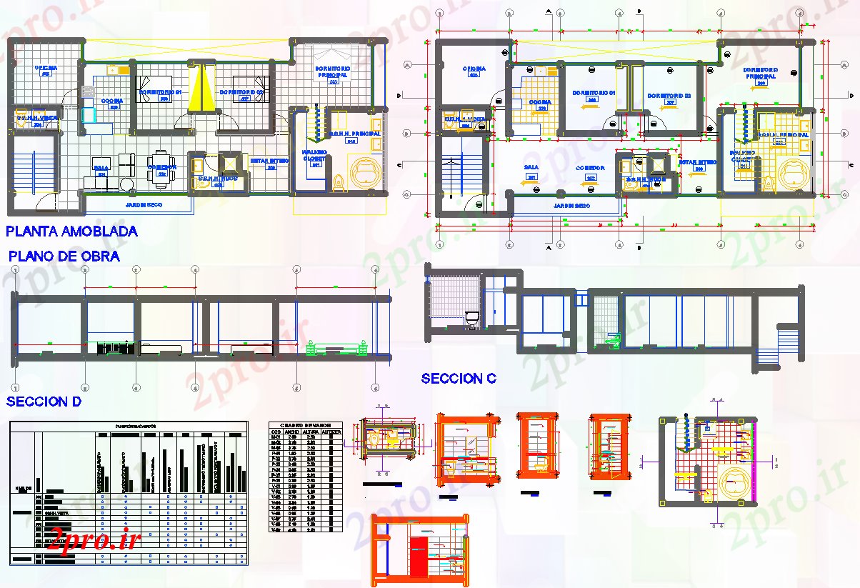 دانلود نقشه جزئیات داخلی Bthroom و جزئیات آشپزخانه  های  (کد56752)