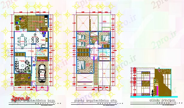 دانلود نقشه مسکونی ، ویلایی ، آپارتمان خانه محبوب طراحی 8 در 17 متر (کد56768)