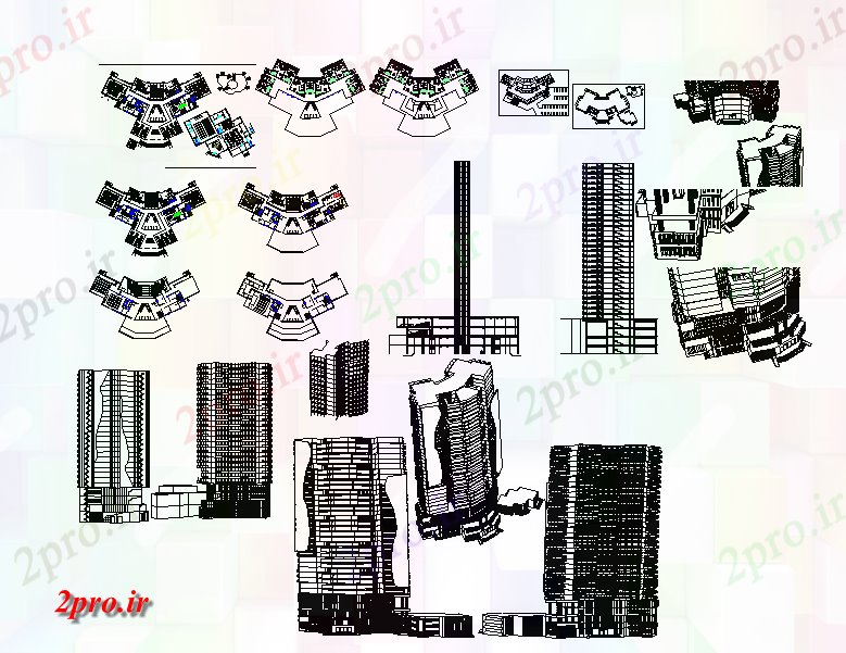 دانلود نقشه ساختمان مرتفعبلند جزئیات ساخت و ساز ساختمان 19 در 31 متر (کد56782)